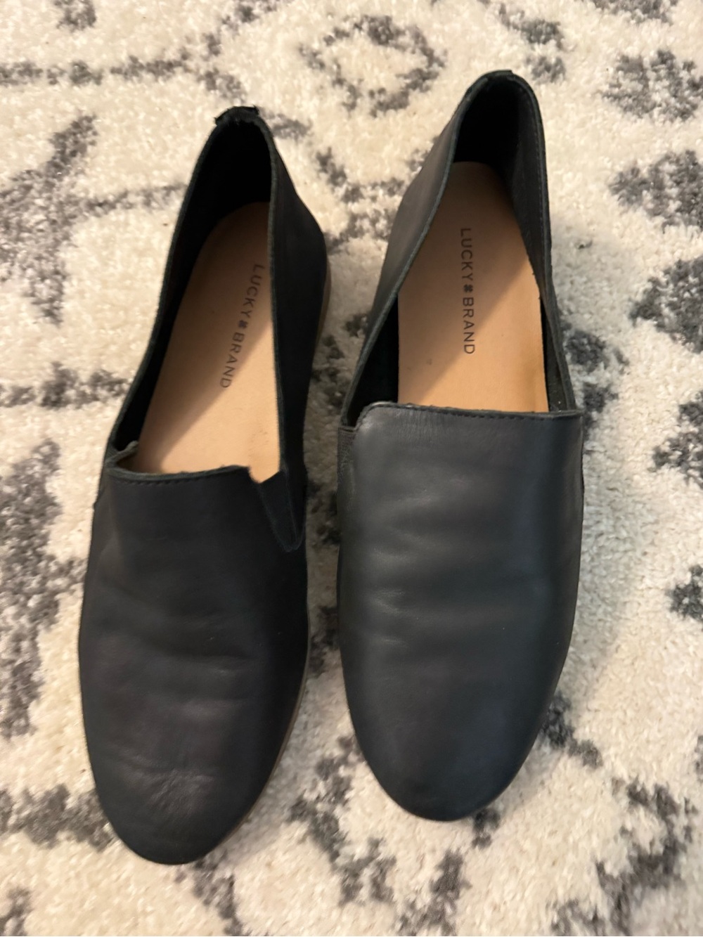 Lucky Brand Black Leather Slip-On Loafers
